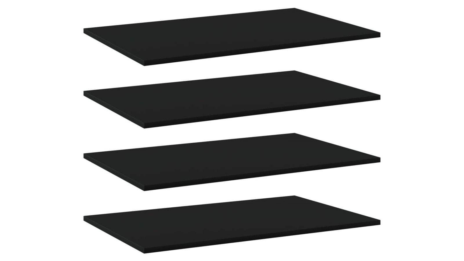 vidaXL 4 Piece Black Engineered Wood Bookshelf Board - 80 x 50 x 1.5cm
