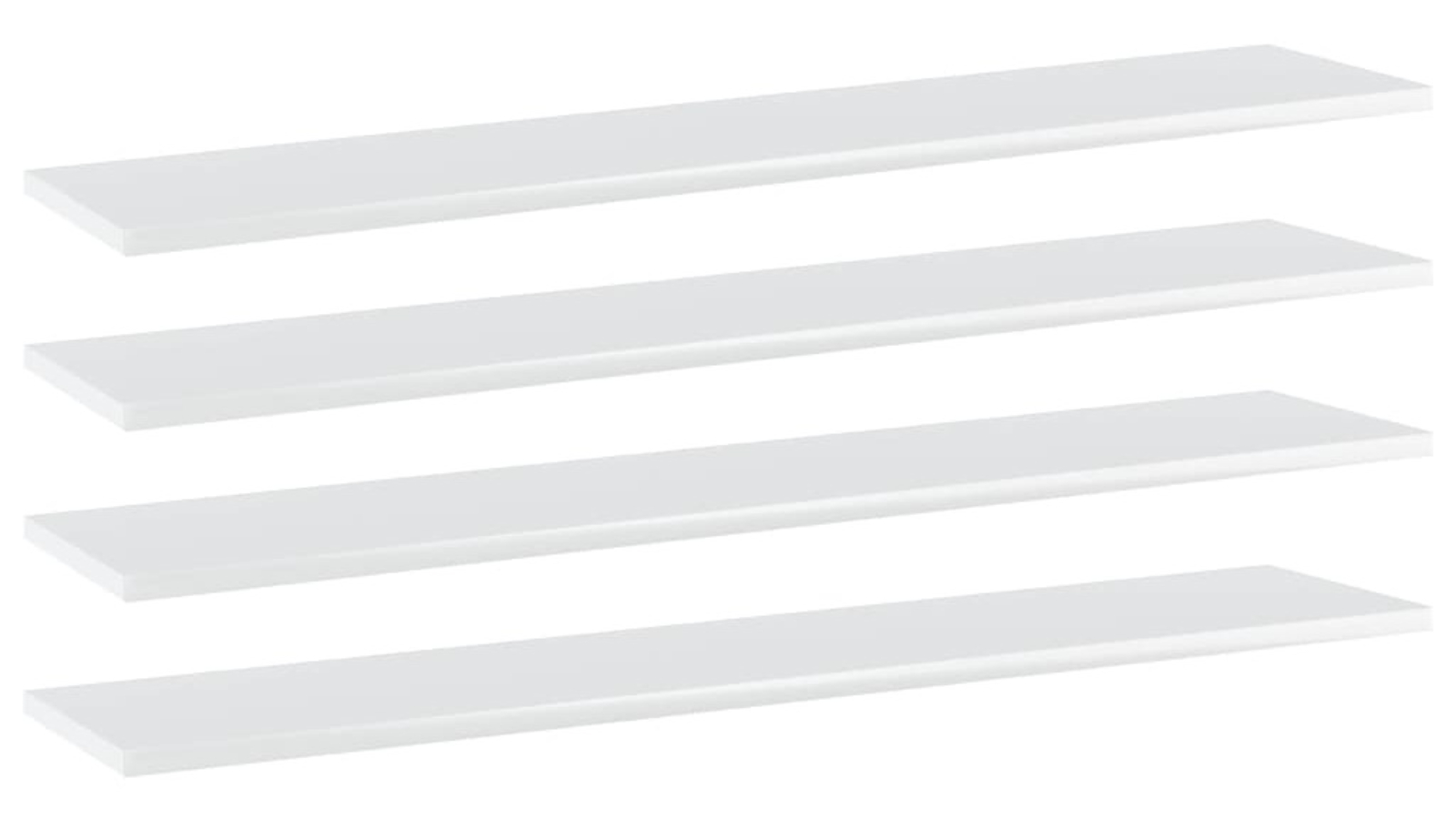vidaXL 4 Piece High Gloss White Engineered Wood Bookshelf Board - 100 x 20 x 1.5cm