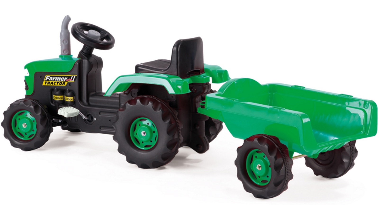 Dolu Pedal Tractor with Trailer Green