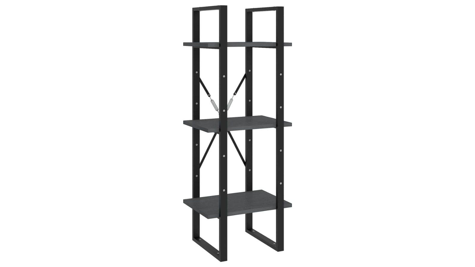 vidaXL 3-Tier Grey Solid Pinewood 40 x 30 x 105cm Book Cabinet