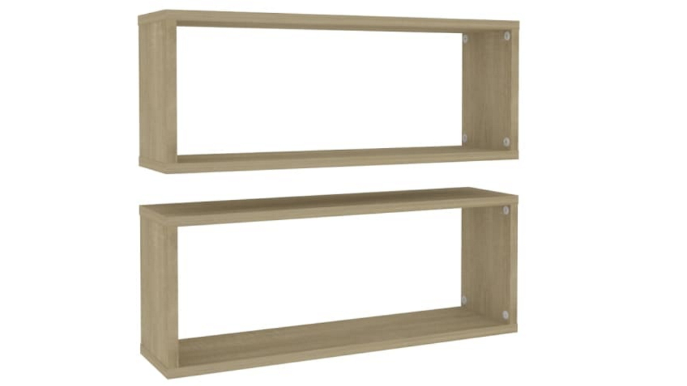 vidaXL 2-Piece Sonoma Oak Engineered Wood Wall Cube Shelves - 60 x 15 x 23cm