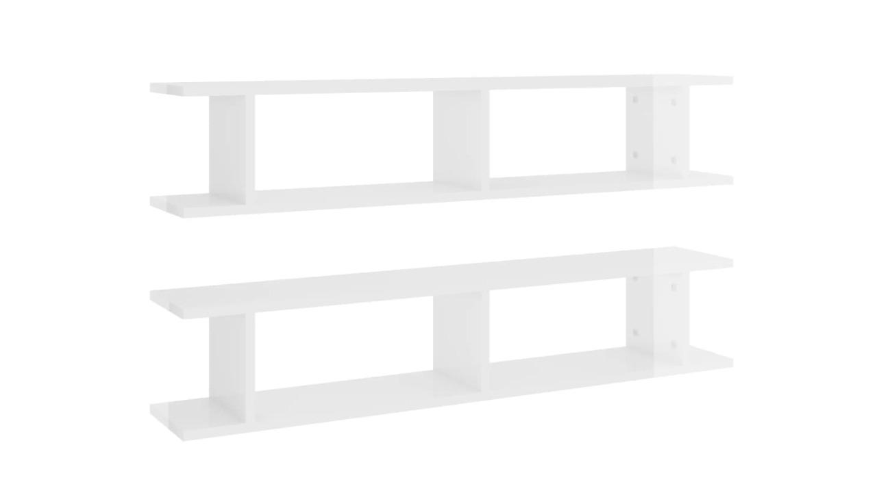 vidaXL 2 Piece White Engineered Wood High Gloss 105 x 18 x 20cm Wall Shelve