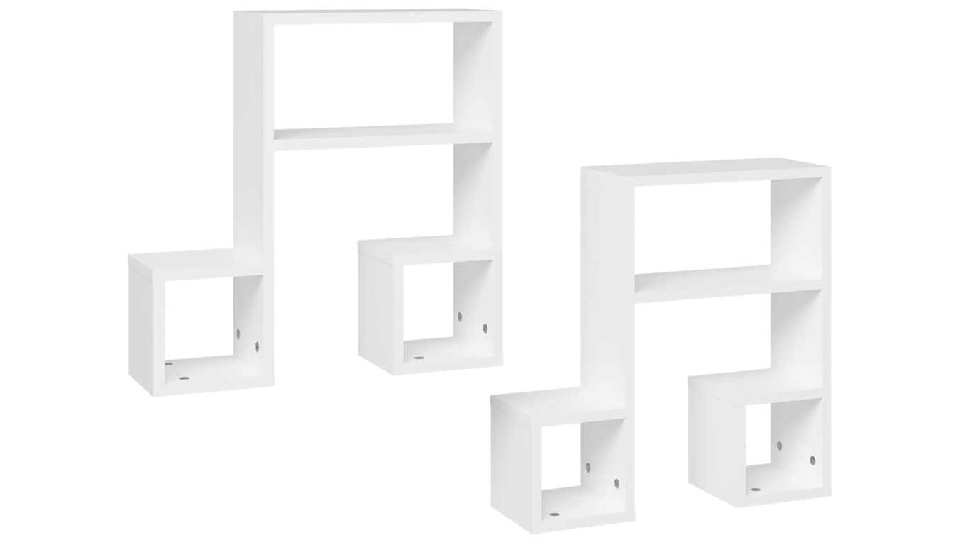 vidaXL 2-Piece White Engineered Wood Wall Shelves - 50 x 15 x 50cm