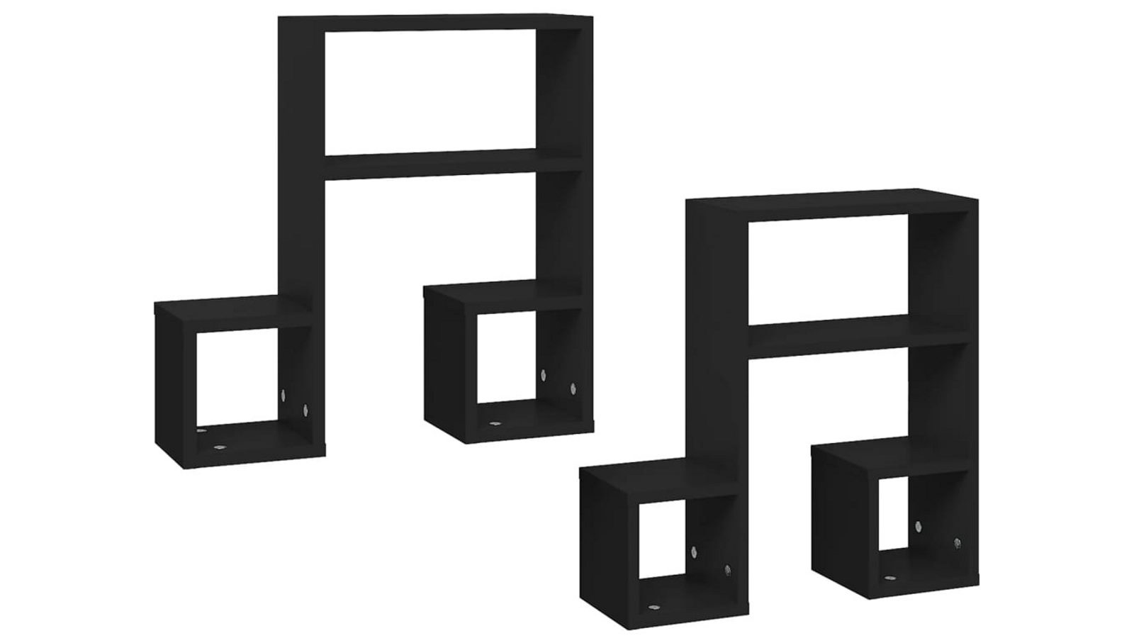 vidaXL 2 Piece Black 50 x 15 x 50cm Engineered Wood Wall Shelves