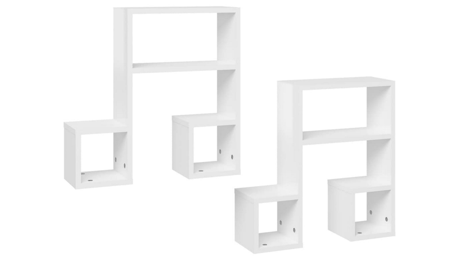 vidaXL 2 Piece High Gloss White 50 x 15 x 50cm Engineered Wood Wall Shelves