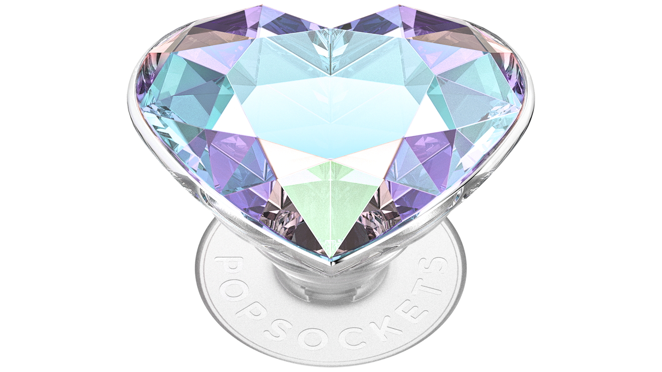 PopSockets PopGrip PopTop + PopChain Lite (Adhesive) - Heart Iridescent