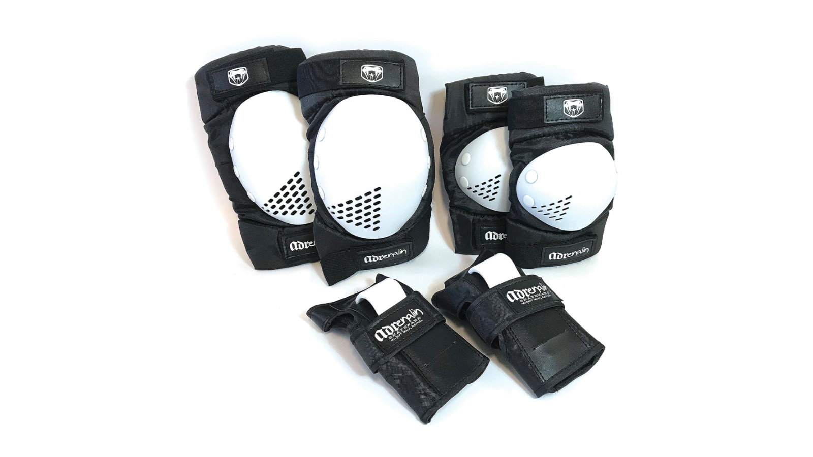 Adrenalin 6 Piece White Skateboard and Scooter Protection Set fort Adult - X-Large