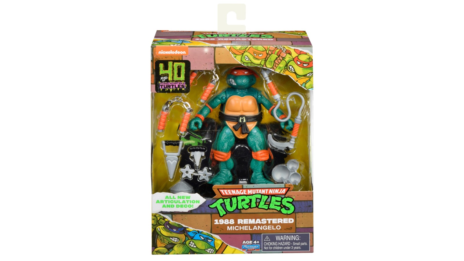 Playmates Toys Teenage Mutant Ninja Turtles 40th Anniversary Michelangelo Action Figure