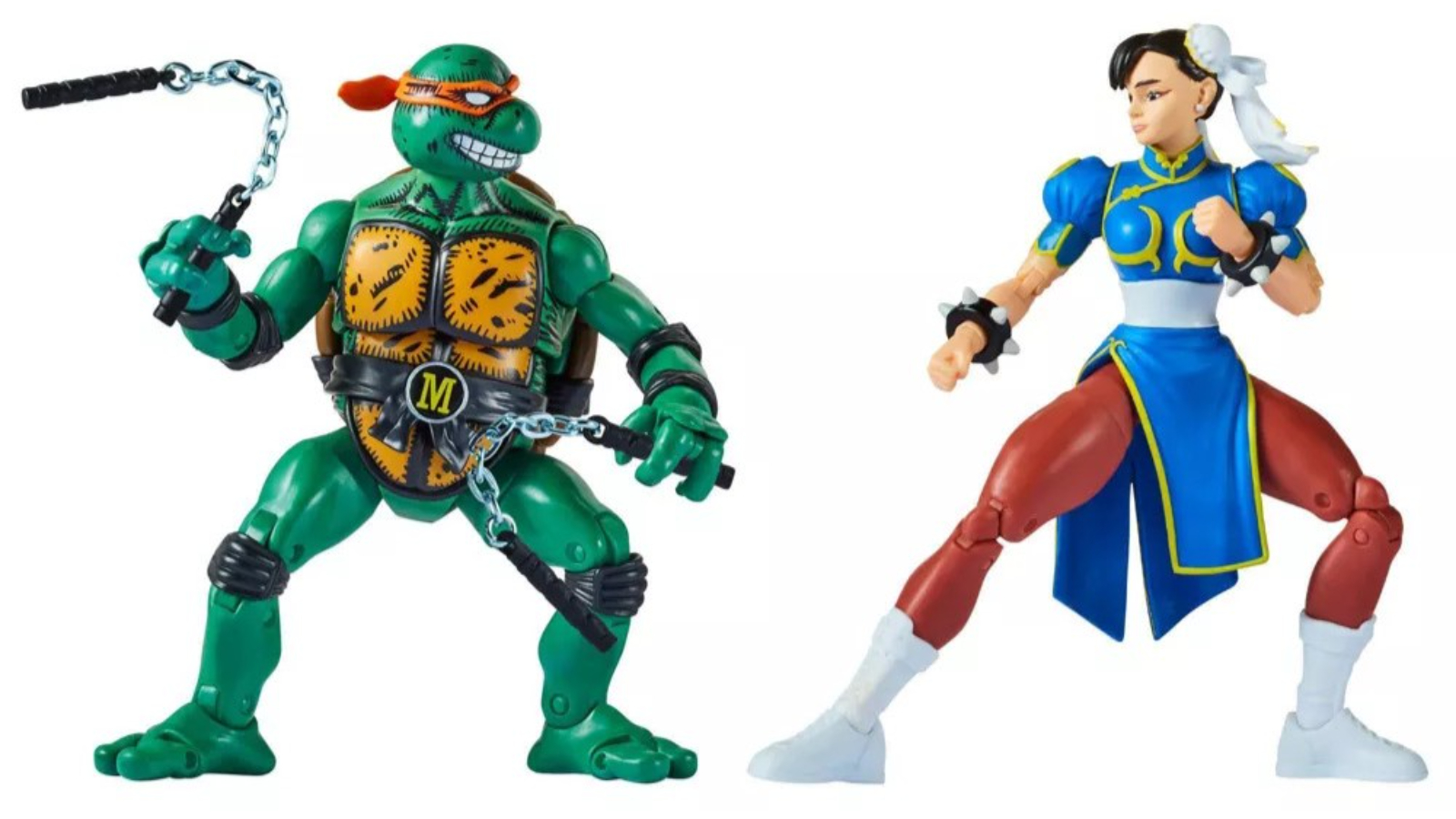 Playmates Toys Teenage Mutant Ninja Turtles vs Street Fighter - Michel Angelo vs Chun-Li Action Pack