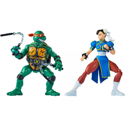 Playmates Toys Teenage Mutant Ninja Turtles vs Street Fighter - Michel Angelo vs Chun-Li Action Pack