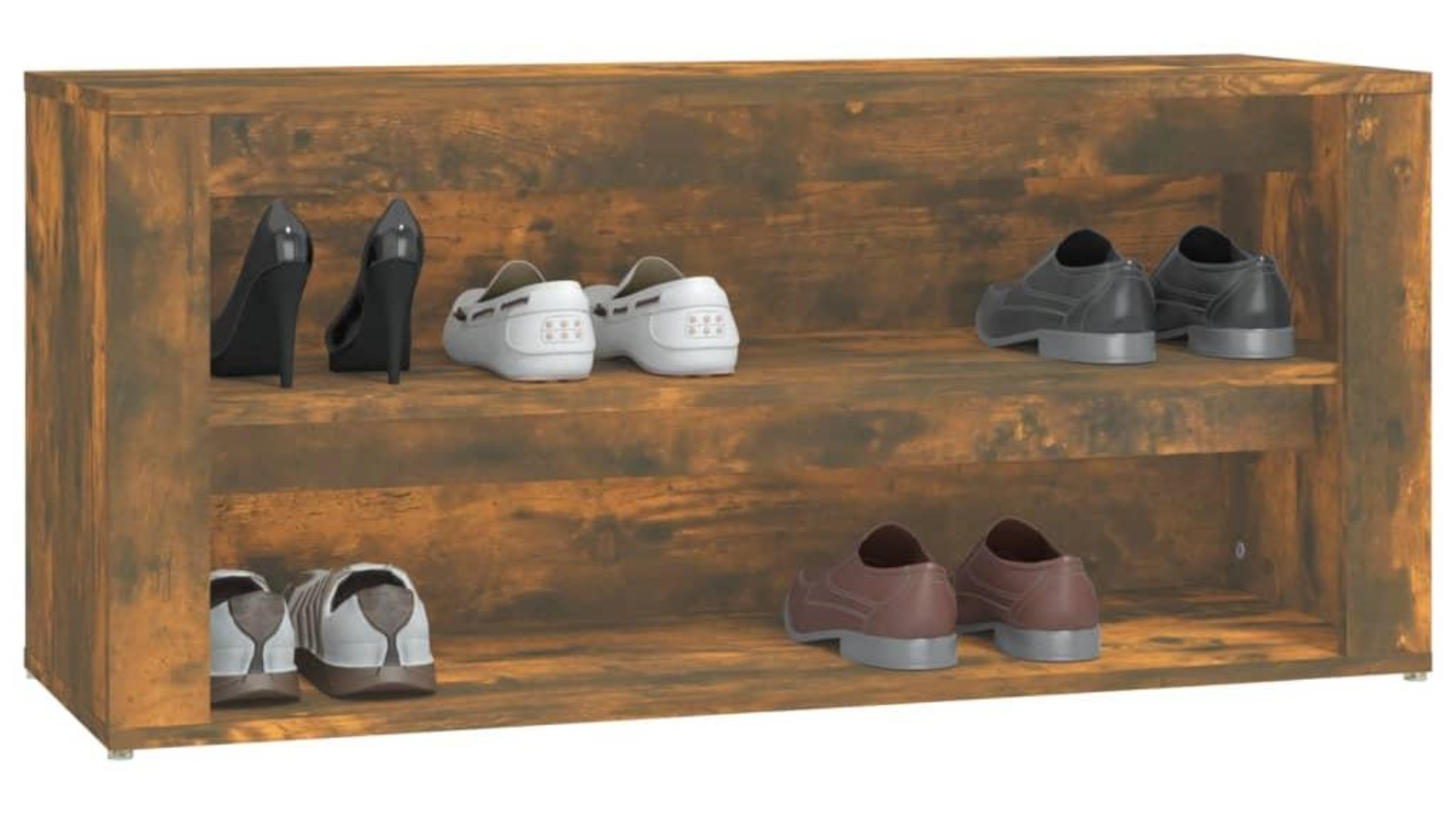 vidaXL 100 x 35 x 45cm Engineered Wood Shoe Rack - Smoked Oak | Harvey ...