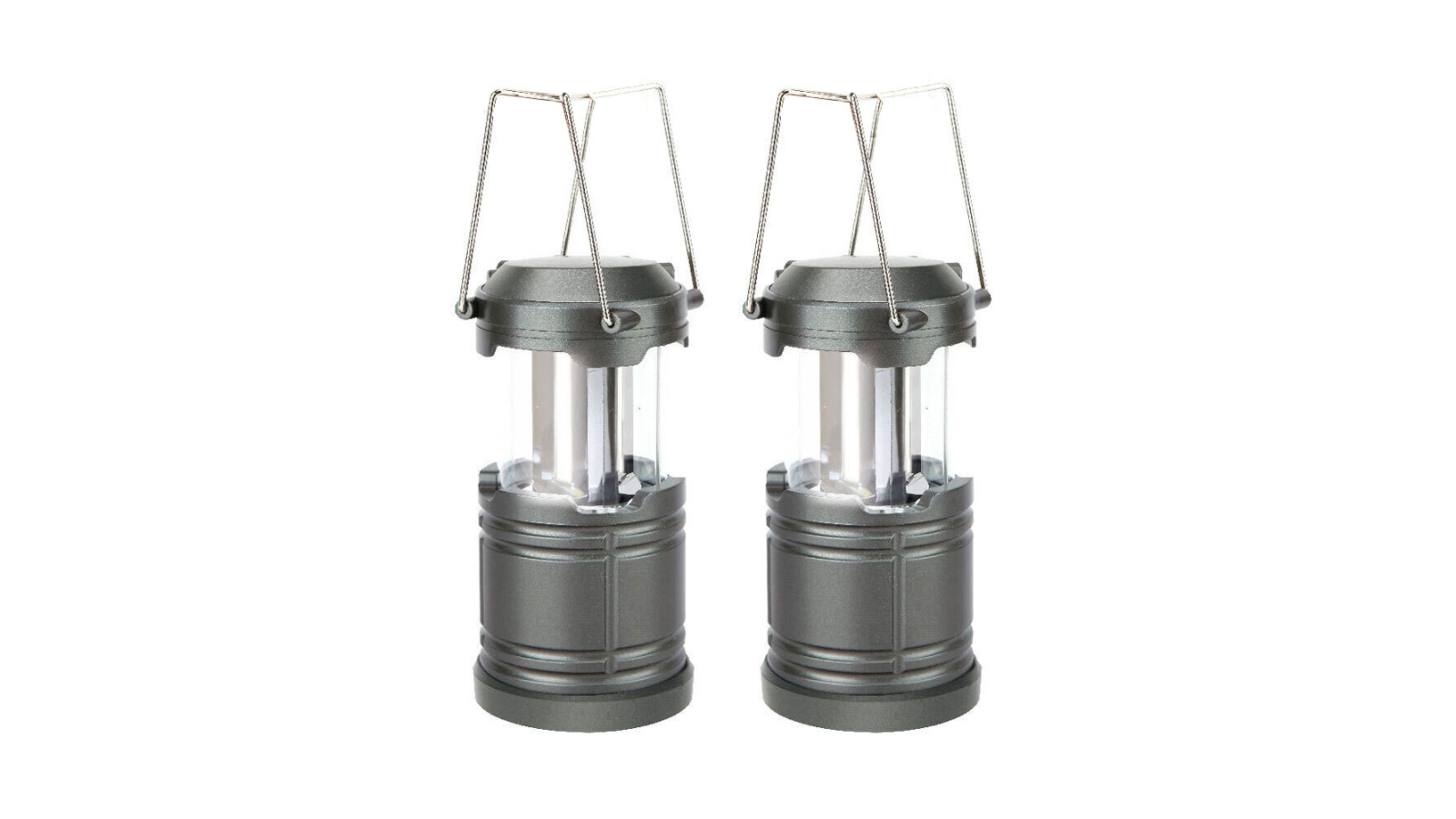 25th Hour 2 Piece 12.5cm LED Zoomtac Lantern Light with Handle - Grey