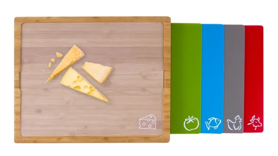 Living Today Bamboo Chopping Board With 5 Inserts