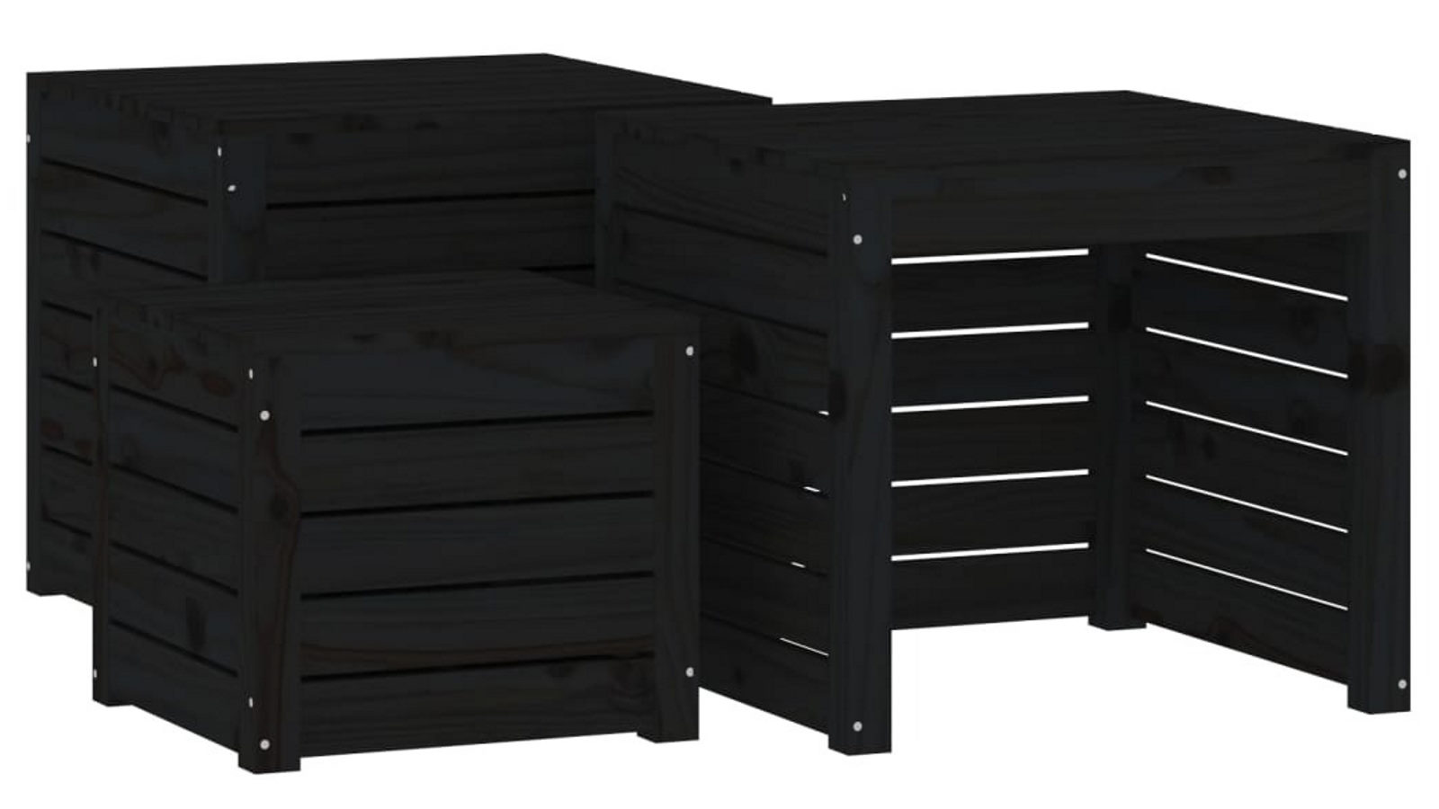 vidaXL 3 Piece Solid Wood Pine Garden Box Set - Black