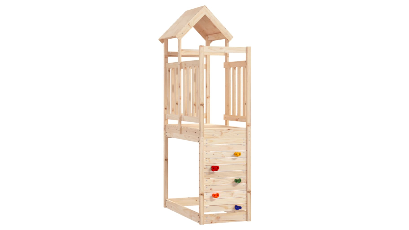 vidaXL Solid Pine Wood Play Tower with Rockwall - 53 x 110.5 x 214cm