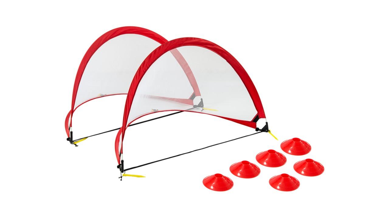 Serrano Portable Kids Soccer Goals Set - 2 Pop Up Soccer Goals, Cones, Goal Carry Bag 