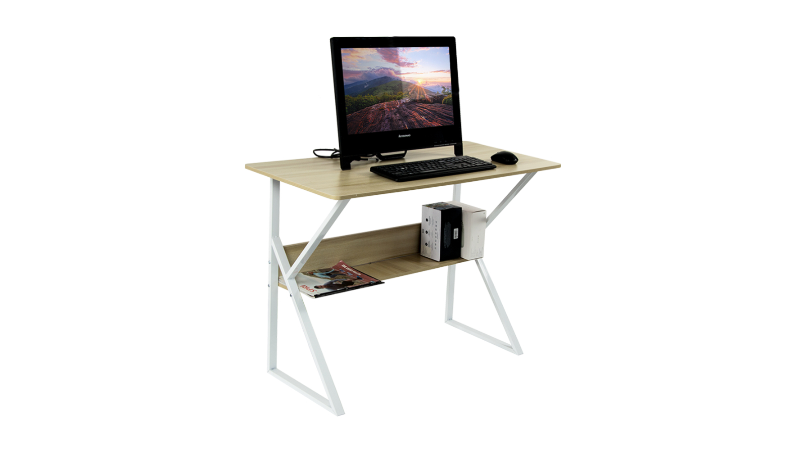 Serrano Wood and Metal Computer Desk with Shelf