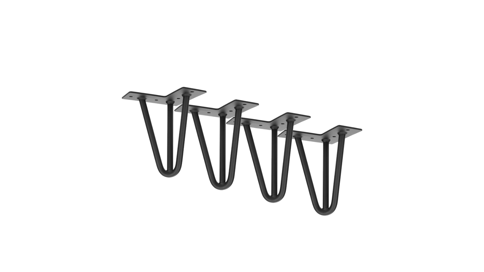 Serrano Set of 4 Industrial Steel Bench 3-Rod Retro Hairpin Table Legs - Black