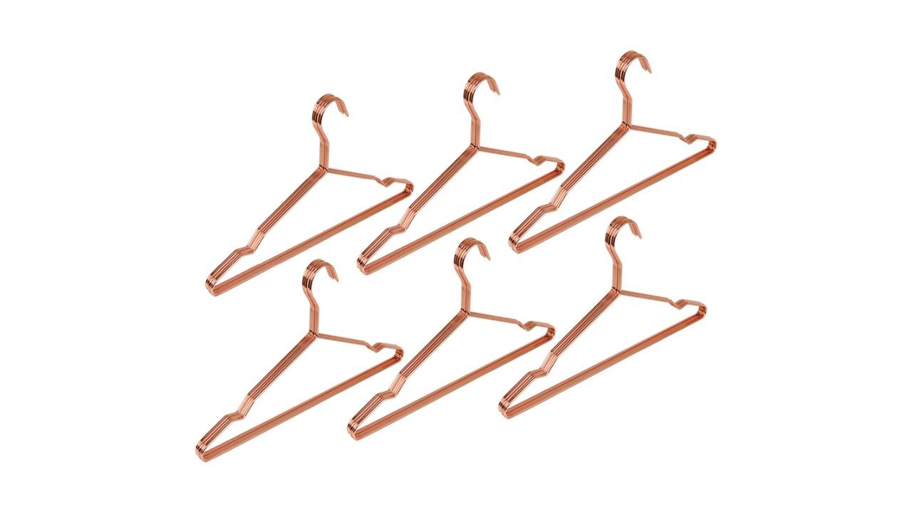 Serrano Rose Gold Shiny Metal Wire Coat Cloth Hanger Set