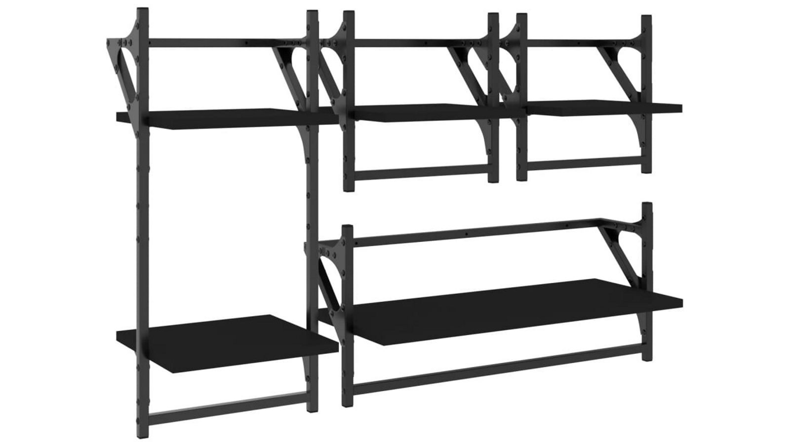 vidaXL 4 Piece Engineered Wood Wall Shelf Set with Bars