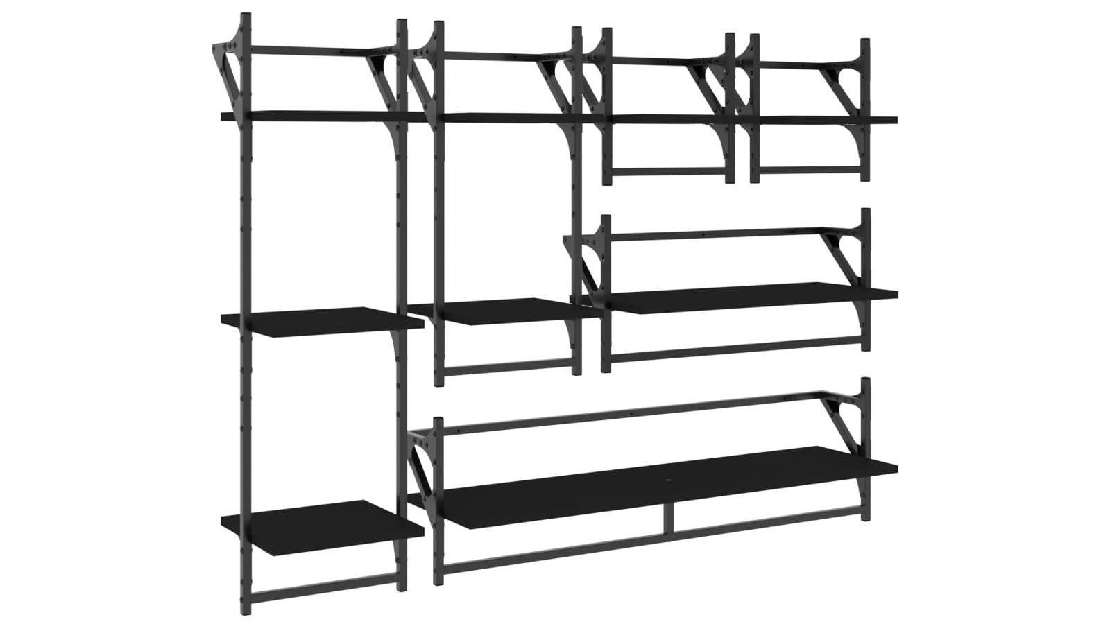 vidaXL 6 Piece Engineered Wood Wall Shelf Set with Bars