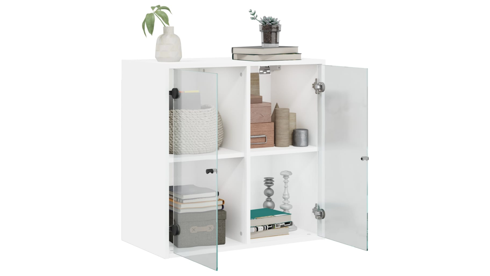 vidaXL White Wall Cabinet with Glass Doors - 68 x 37 x 68.5cm