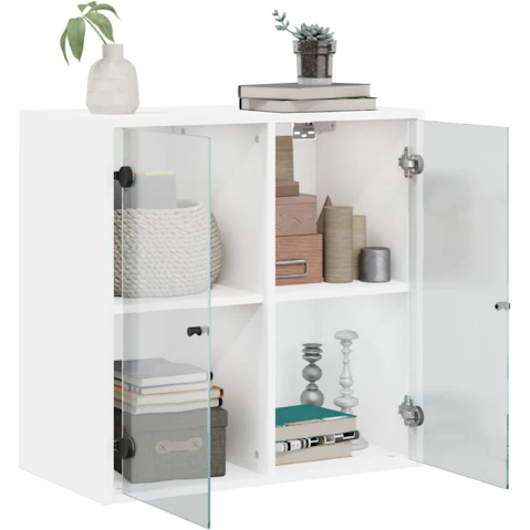 vidaXL White Wall Cabinet with Glass Doors - 68 x 37 x 68.5cm