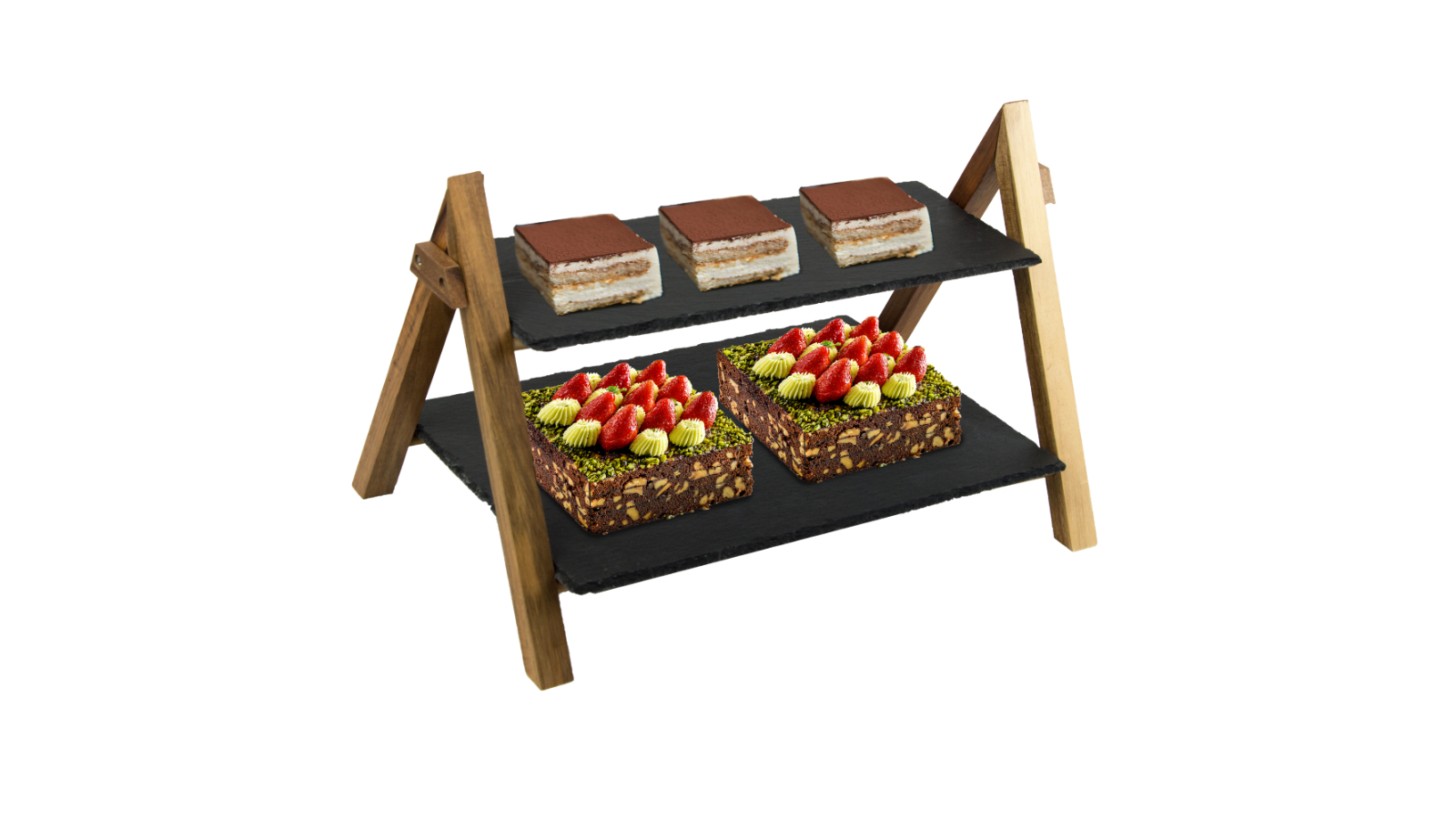 Serrano 2-Tier Party Cake Stand Slate Wedding Tiered Serving