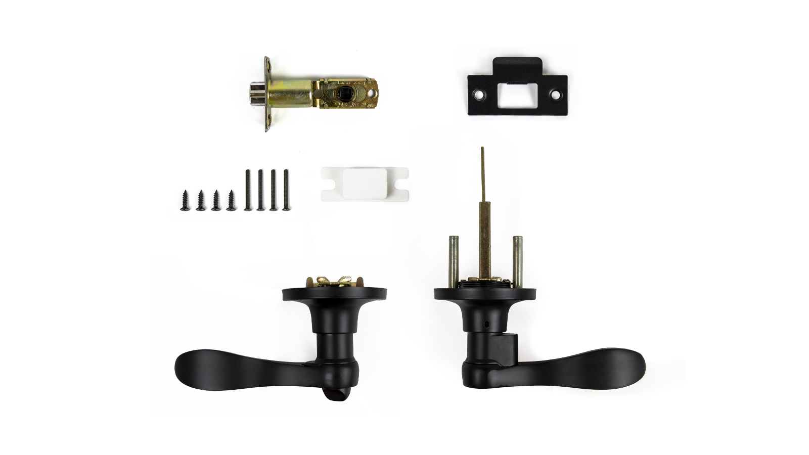 Serrano Black Lever Key Lock Function Door Handle Set