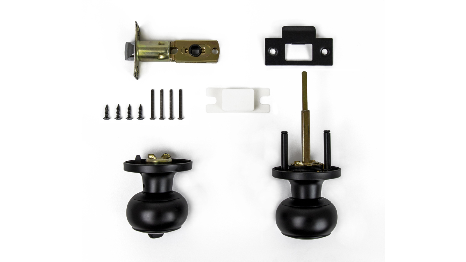 Serrano Black Privacy Function Round Door Handle Set