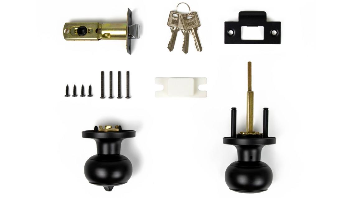Serrano Black Key Lock Function Round Door Handle Set