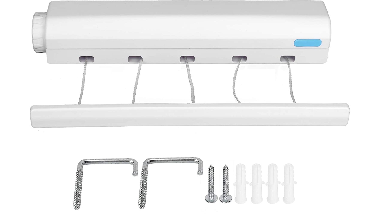 Serrano White Randy and Travis Machinery Retractable Cloth Rack 