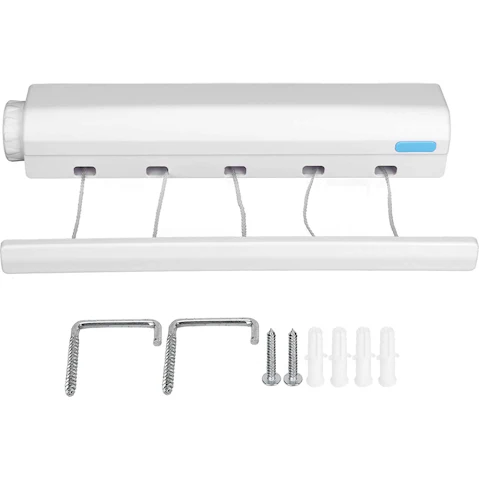 Serrano White Randy and Travis Machinery Retractable Cloth Rack