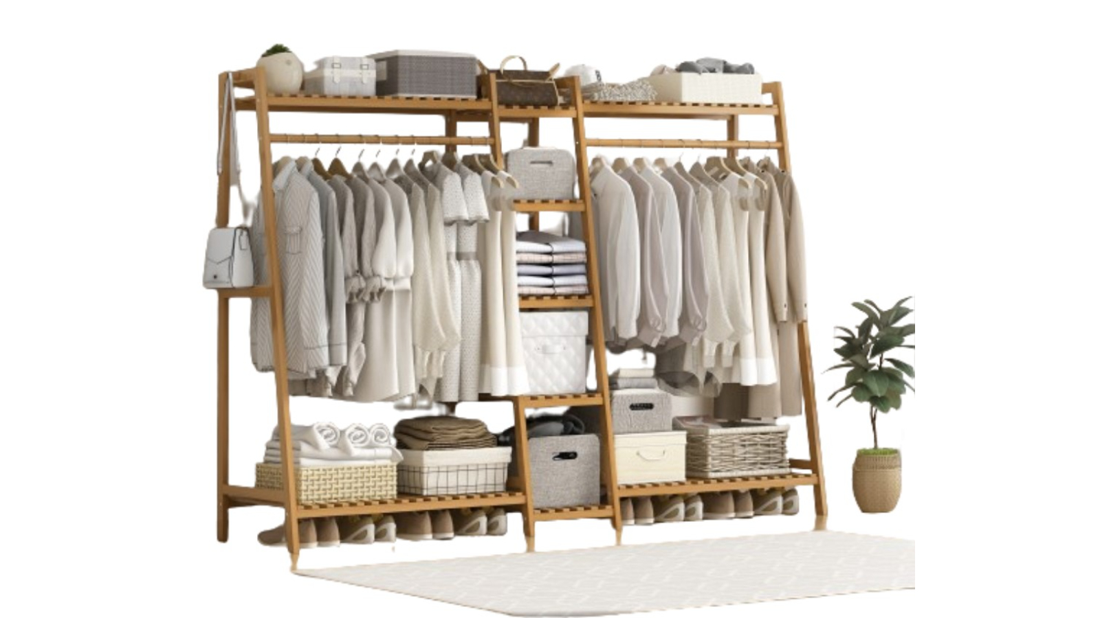 Serrano Portable Clothes Rack Coat Garment Stand Closet - Bamboo