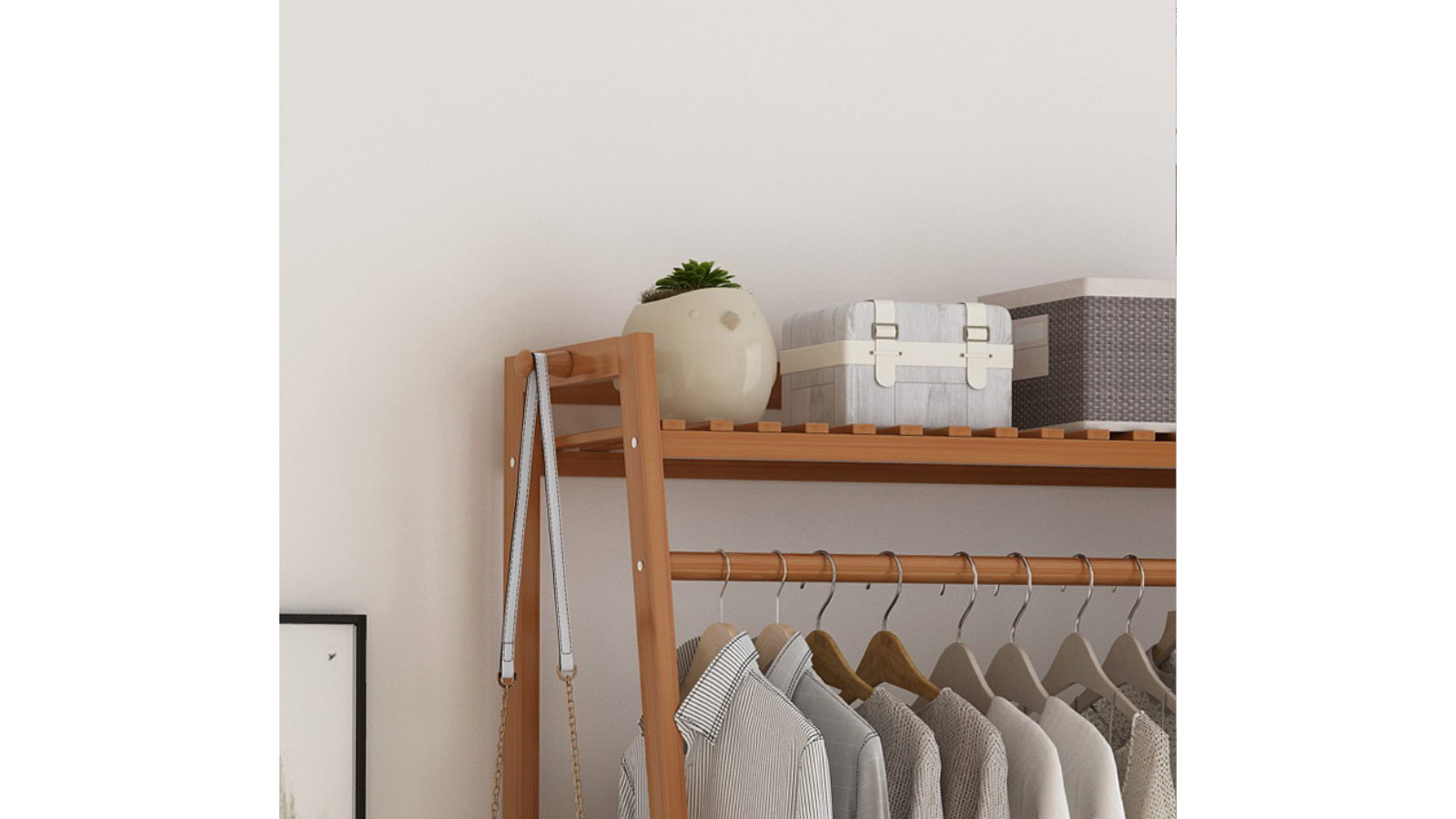 Serrano Portable Clothes Rack Coat Garment Stand Bamboo Rail