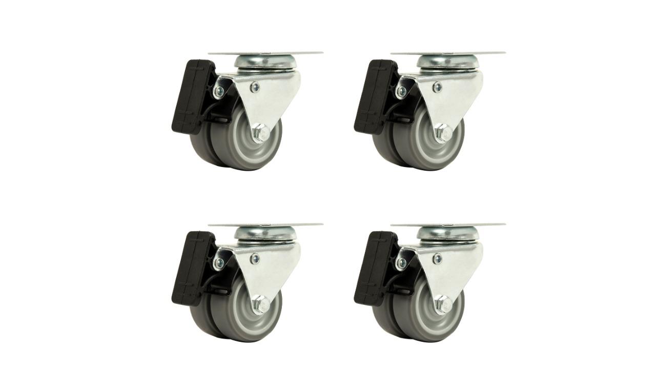 Serrano Heavy Duty Swivel Double Wide Castor Wheel Trolley with Brake