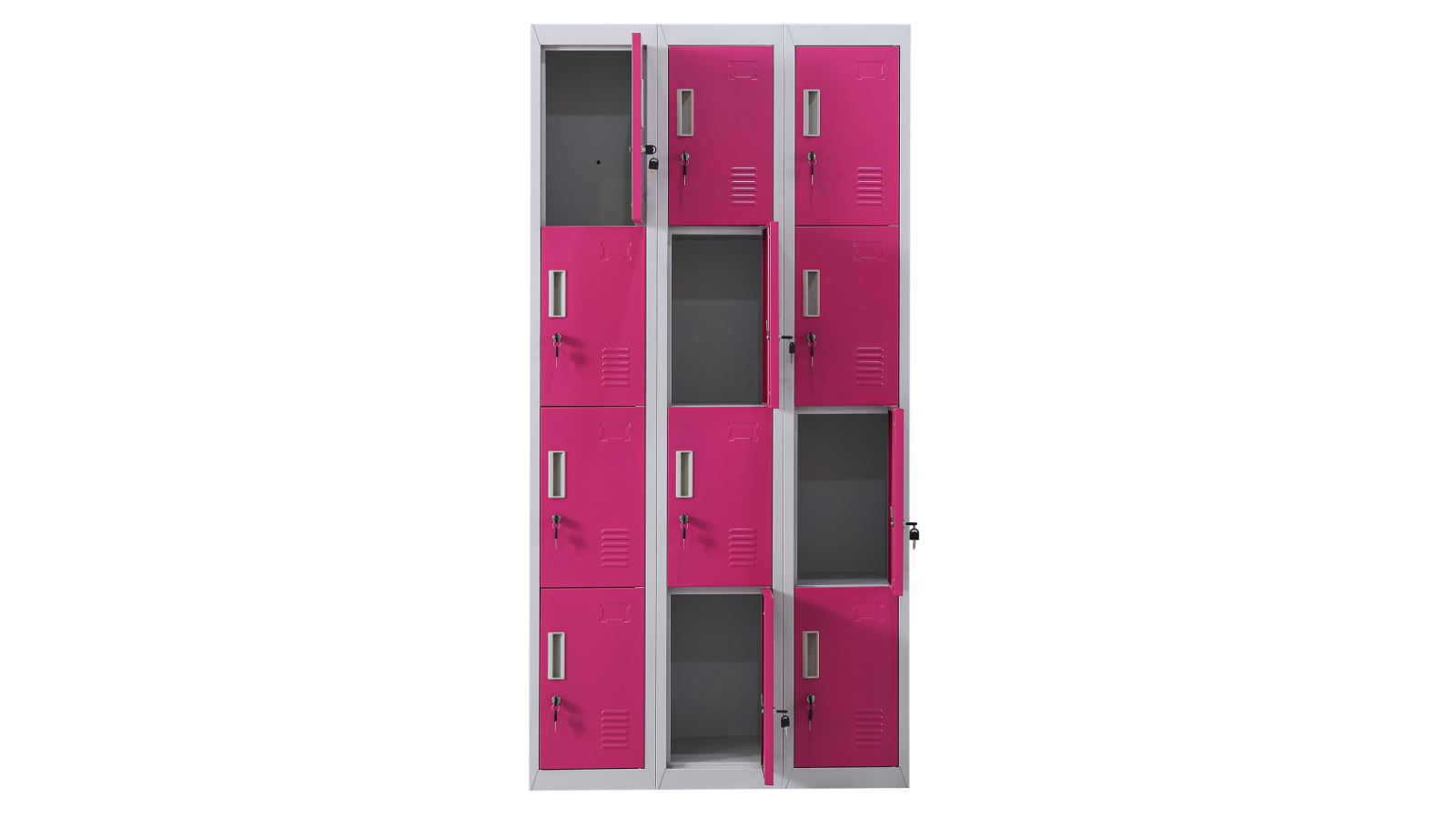 Serrano 12-Door Standard Locker with Key - Grey/Pink