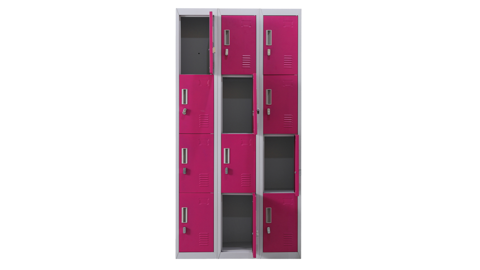 Serrano 12-Door Padlock Operated Locker - Grey/Pink