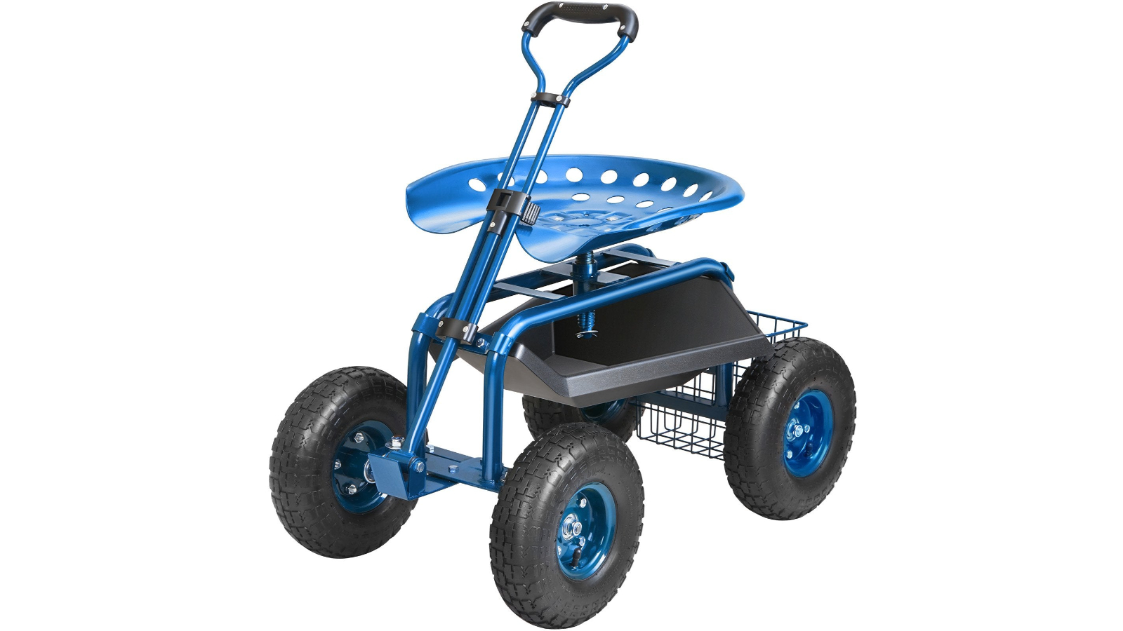 YS Rolling Garden Cart with Seat, Extendable Steer and Wheel