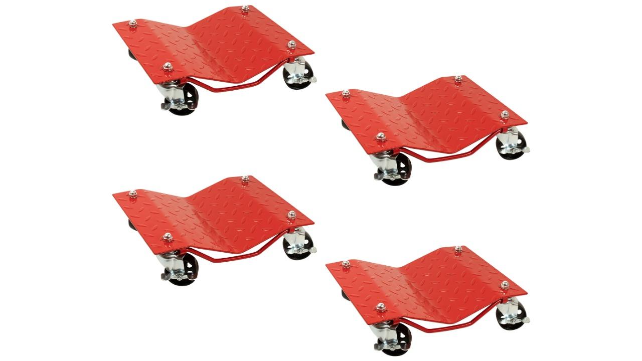 Serrano Red Auto Dolly Car Wheel Tire Repair Slide - Set of 4