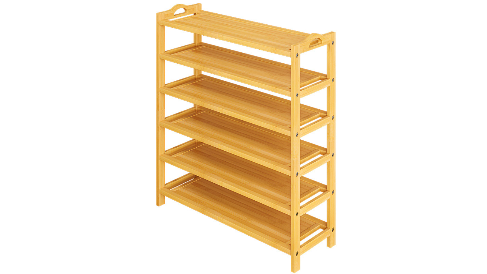 Serrano 6 Layer Shelf Entryway Storage Shoe Rack Natural Wood Bamboo Harvey Norman
