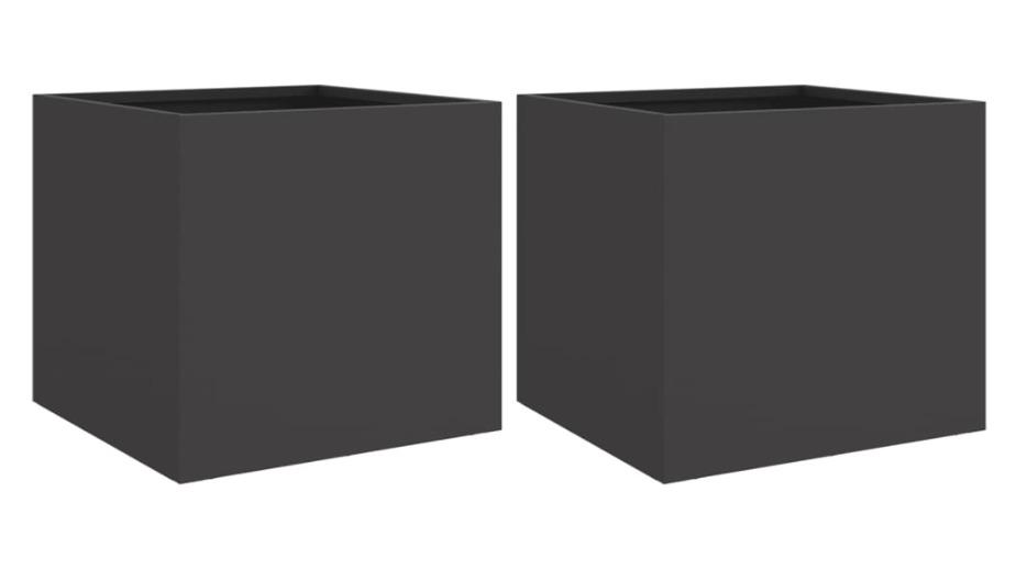 vidaXL 2 Piece Black Steel Planter - 32 x 30 x 29cm 