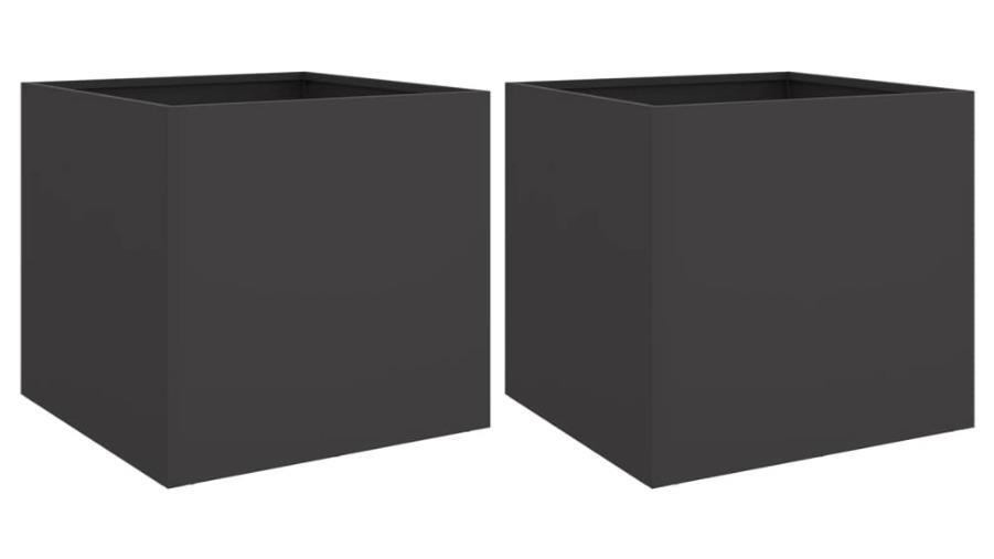 vidaXL 2 Piece Black Steel Planter - 42 x 40 x 39cm