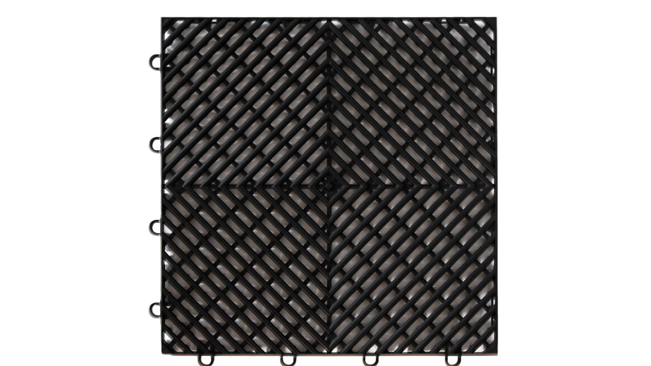 Serrano Black Vented Garage Floor Tile - 30 x 30cm