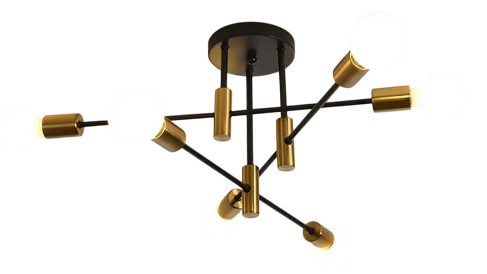 YS Mid Century Modern 6-Light Chandelier - Black and Gold