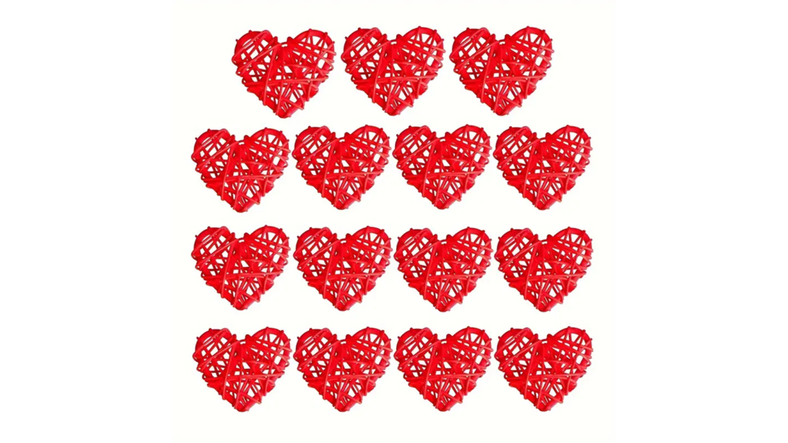 TM 12 Piece Heart Shaped Rattan Decorative Balls Set