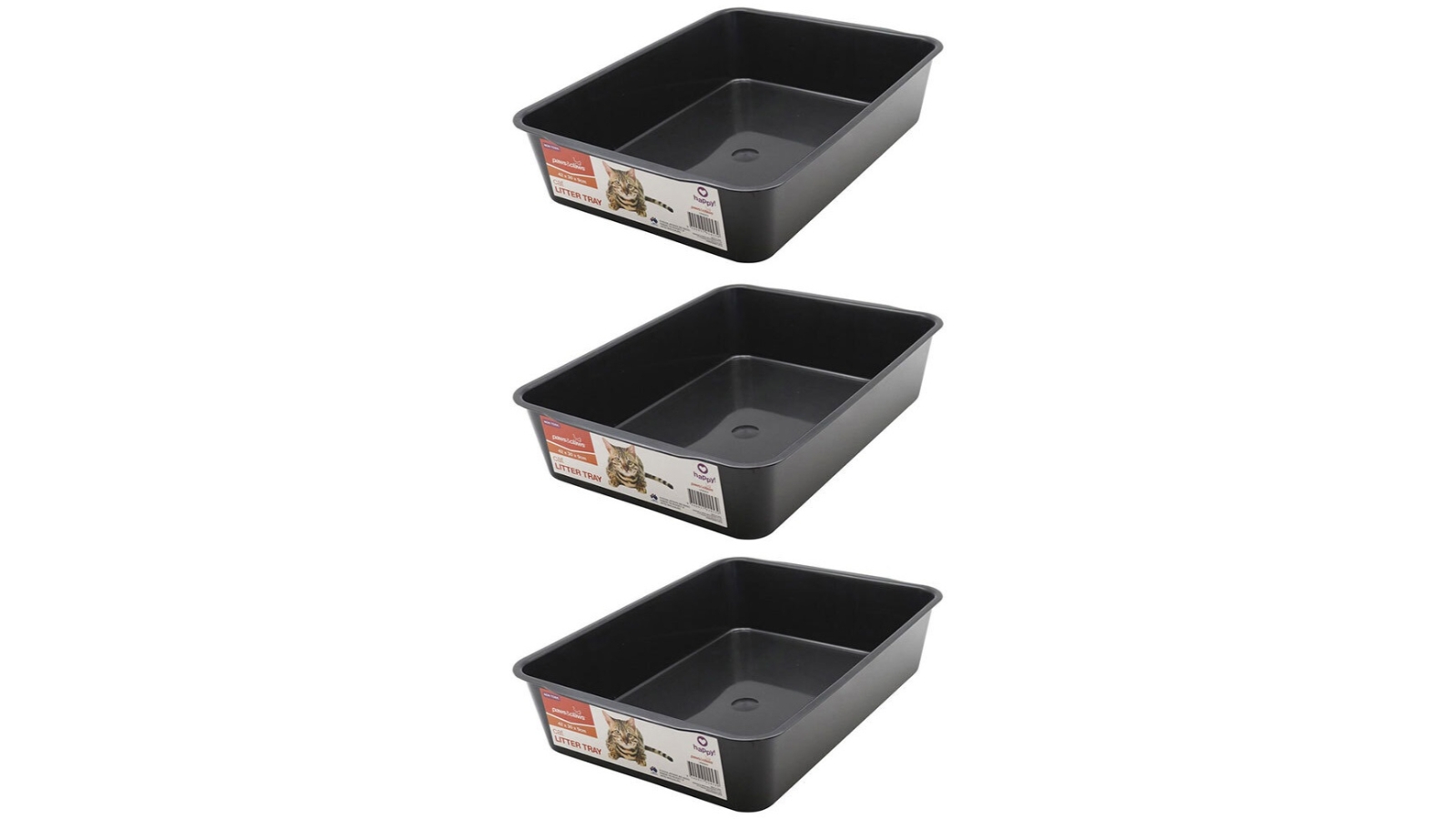 Paws and Claws Cat Litter Tray - Pack of 3