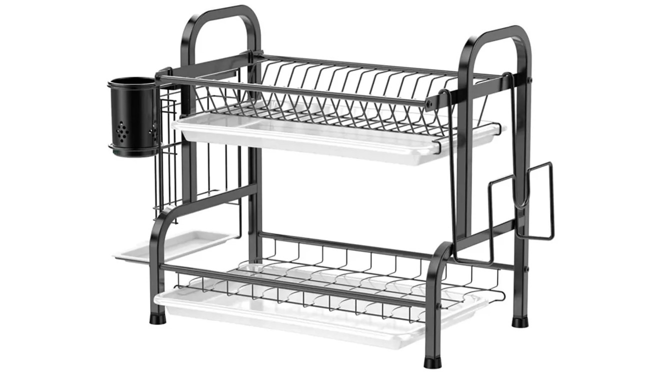 Vikus 2-Tier Stainless Steel Dish Drying Rack - Black