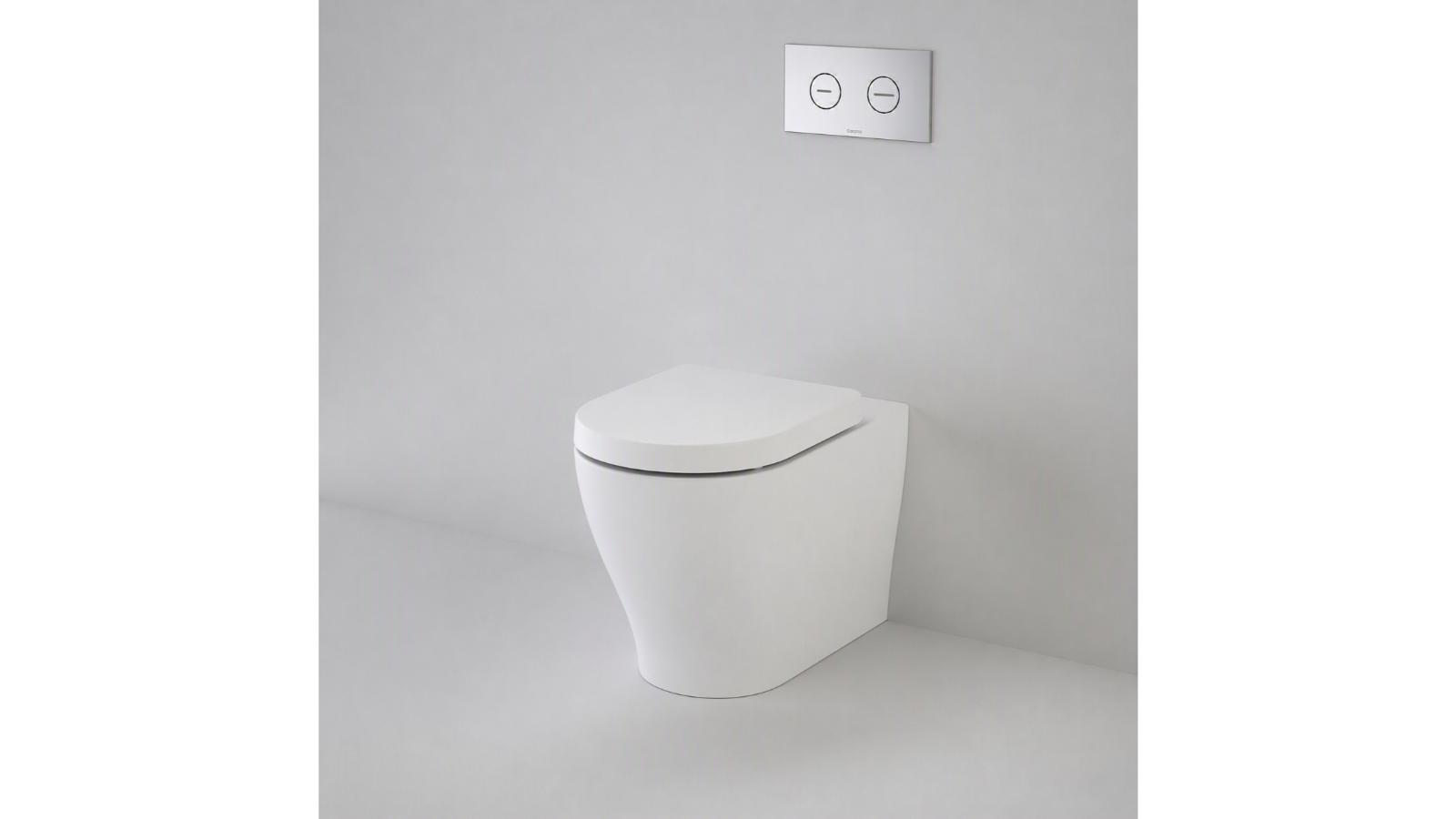 Caroma Luna Cleanflush Invisi II Wall Faced Toilet Suite with Round Button Flush Plate