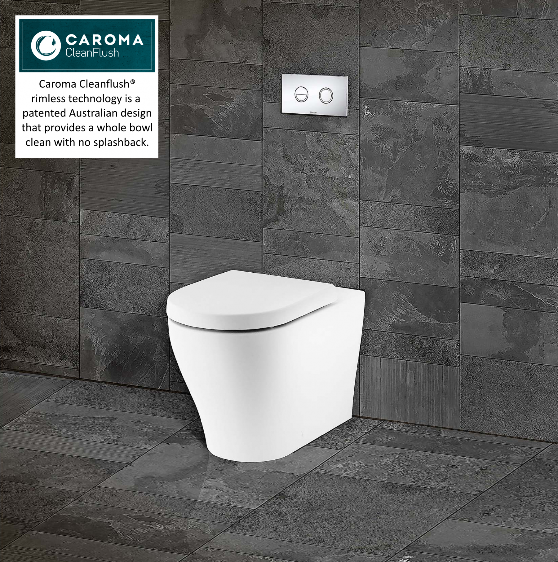 Caroma Luna Cleanflush Invisi II Wall Faced Toilet Suite with Round Button Flush Plate Harvey